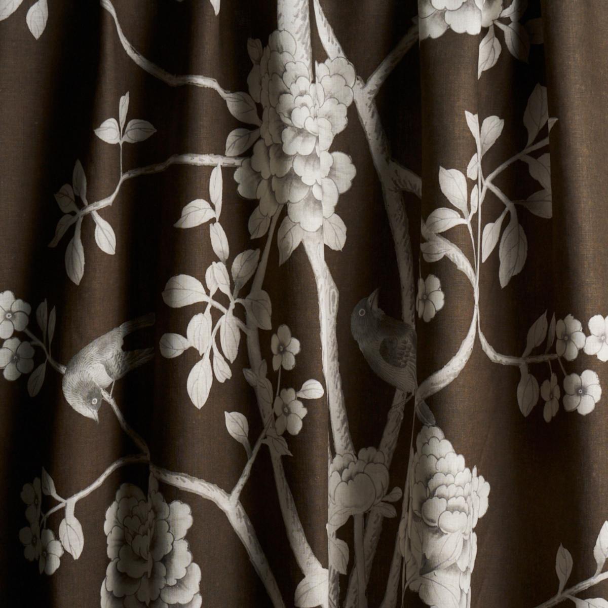 Schumacher Chinois Palais Chocolate Fabric Sample 182560