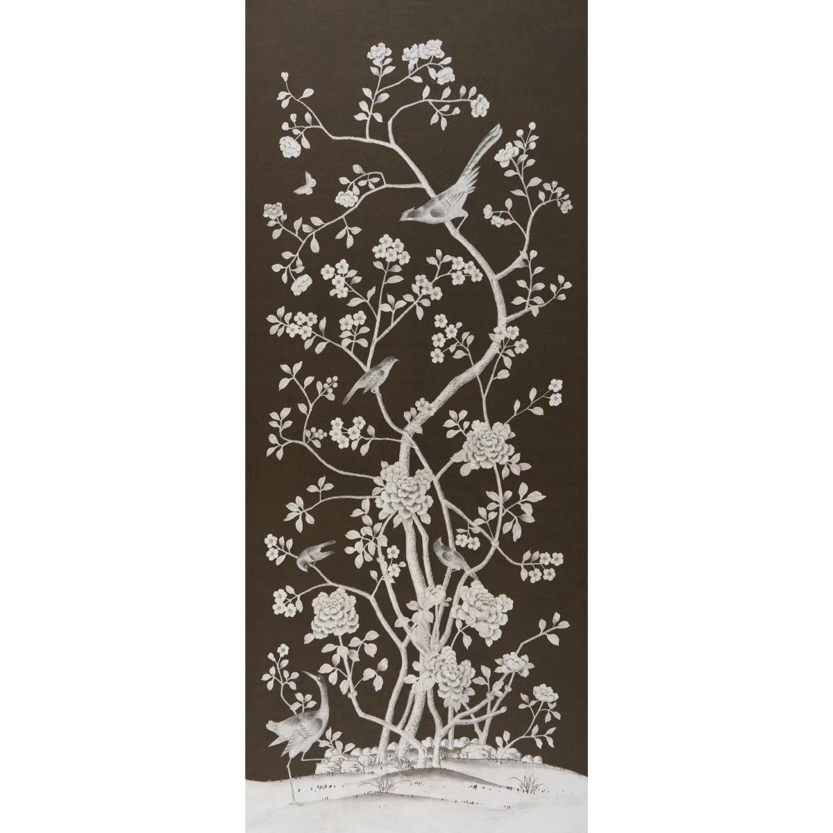 Schumacher Chinois Palais Chocolate Fabric Sample 182560