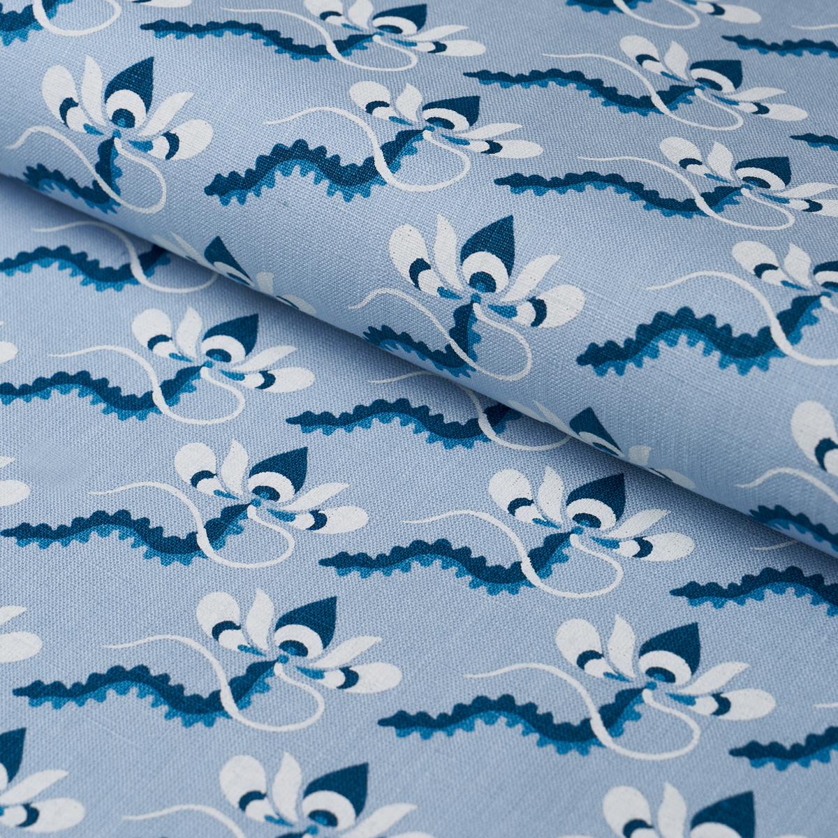 Schumacher Bombay Rainbow Bleu Fabric 182611