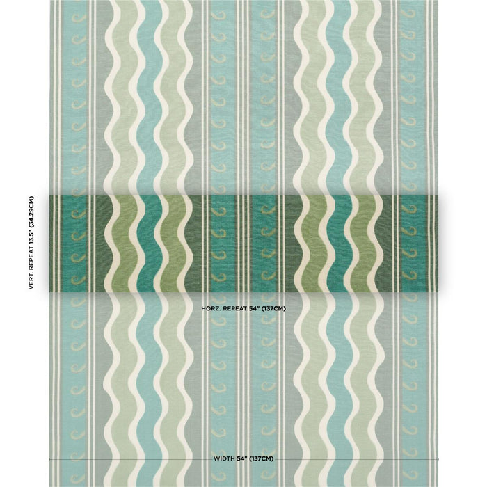 Schumacher Roman Reverie Teal & Leaf Fabric 182630