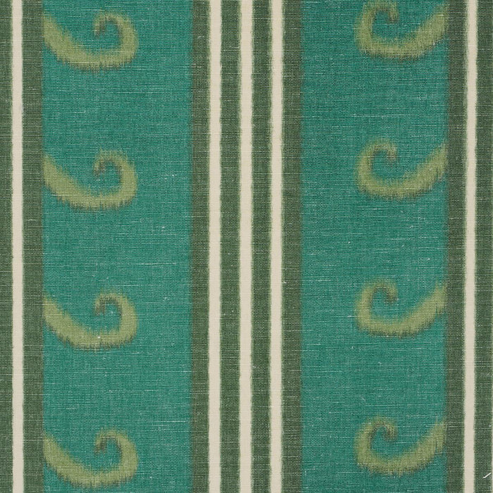 Schumacher Roman Reverie Teal & Leaf Fabric 182630