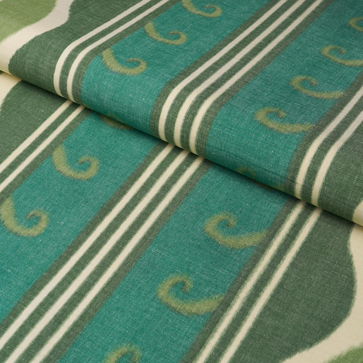 Schumacher Roman Reverie Teal & Leaf Fabric 182630