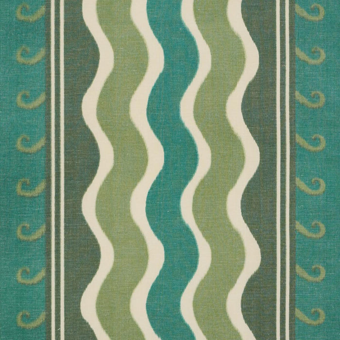 Schumacher Roman Reverie Teal & Leaf Fabric 182630