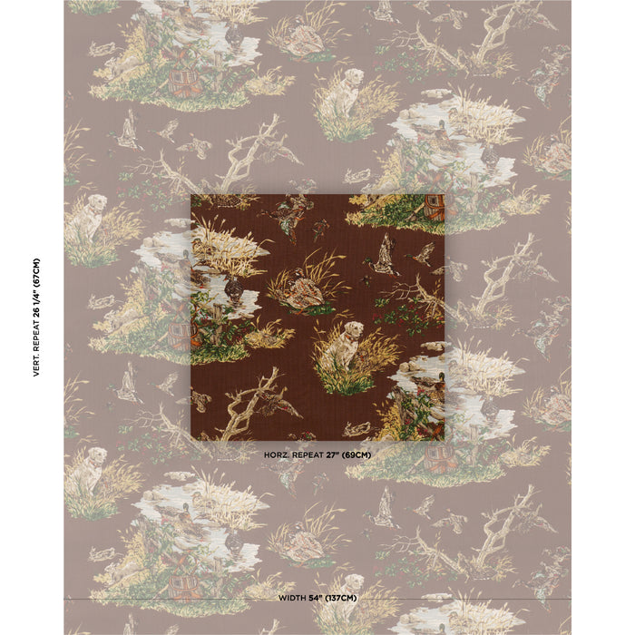 Schumacher Dog & Duck Brown Fabric Schumacher 182661