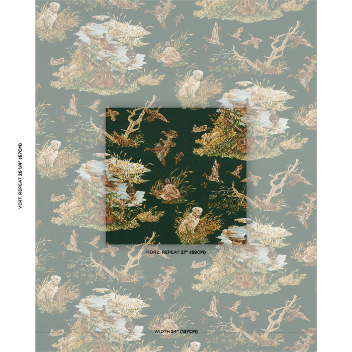 Schumacher Dog & Duck Verdant Fabric Schumacher 182662
