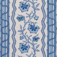 Schumacher Parvati Floral Stripe Delft Fabric 182712