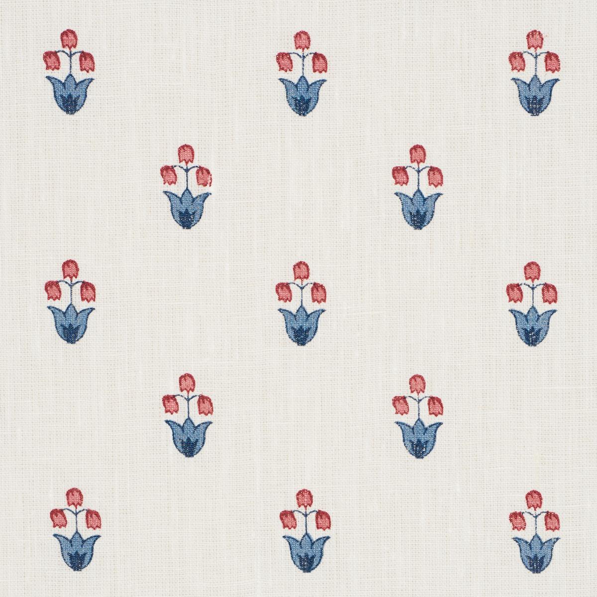 Schumacher Moira Hand Print Blue & Red Fabric 182722