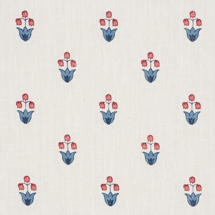Schumacher Moira Hand Print Blue & Red Fabric 182722