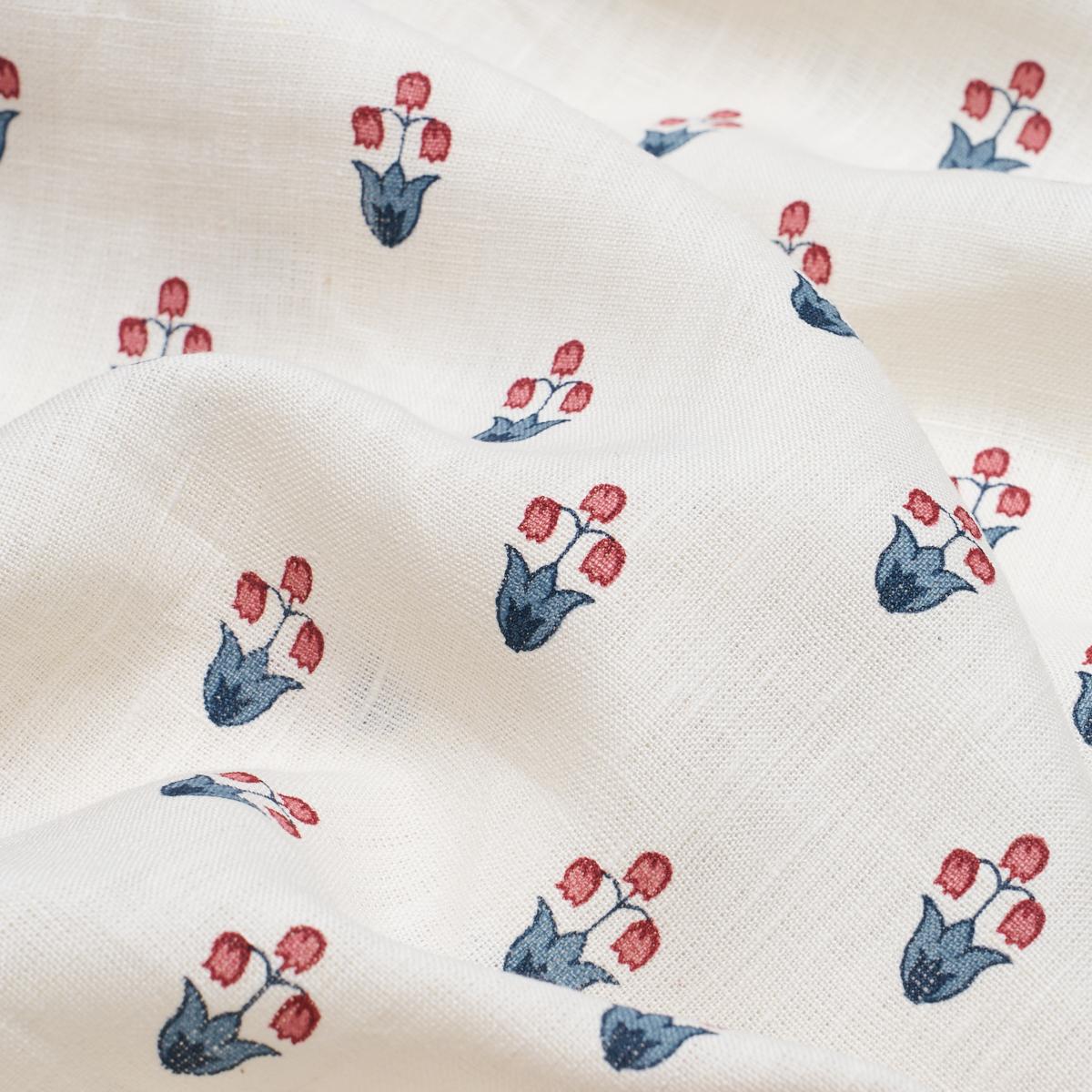 Schumacher Moira Hand Print Blue & Red Fabric 182722