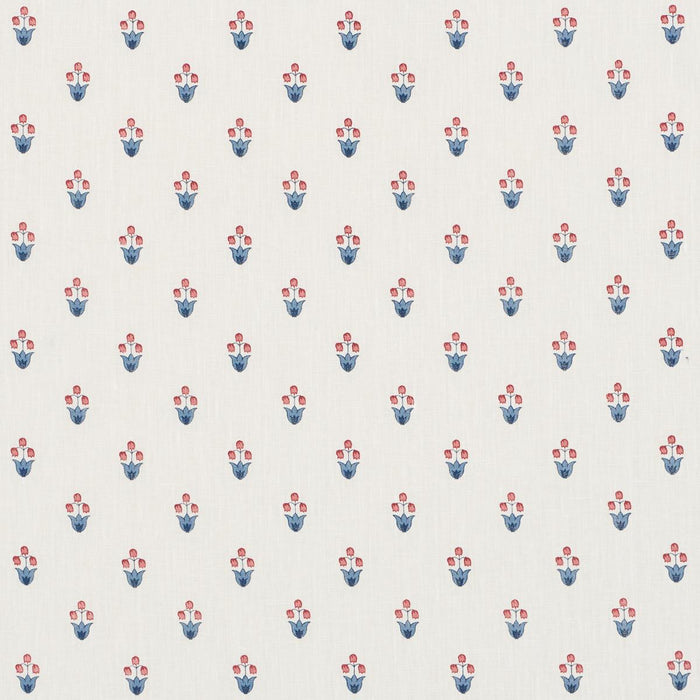 Schumacher Moira Hand Print Blue & Red Fabric Sample 182722