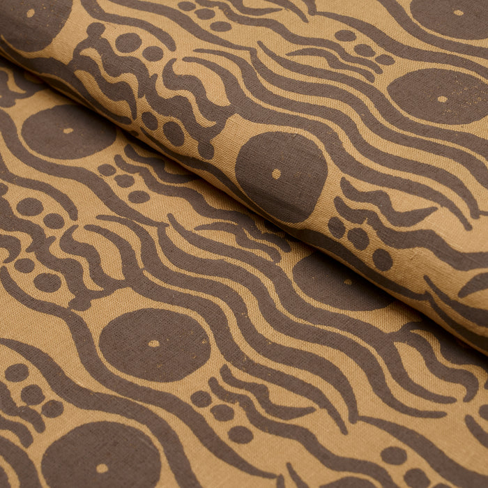 Schumacher Bosphorus Hand Block Ochre & Brown Fabric 182740