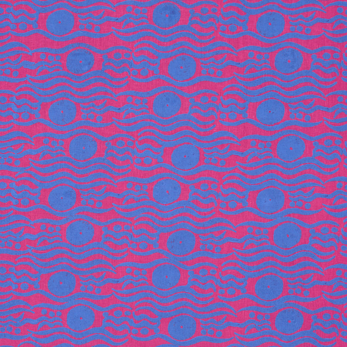 Schumacher Bosphorus Hand Block Fuchsia & Blue Fabric Sample 182741
