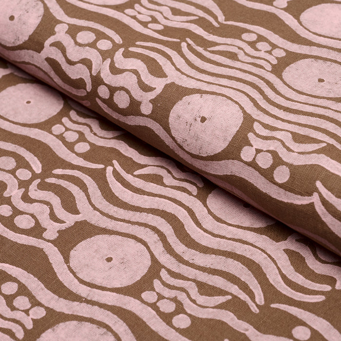 Schumacher Bosphorus Hand Block Brown & Pink Fabric 182742