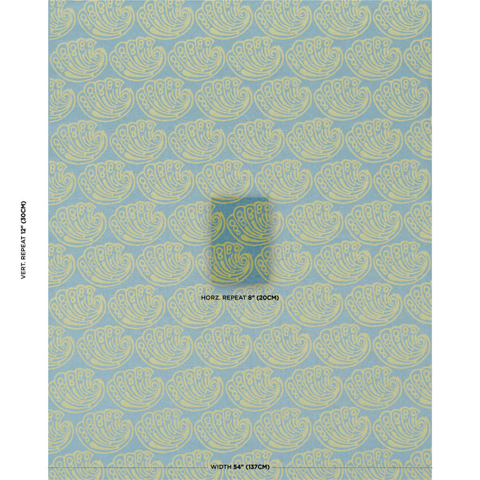 Schumacher Ramsgate Hand Block Seaweed Fabric Sample 182751