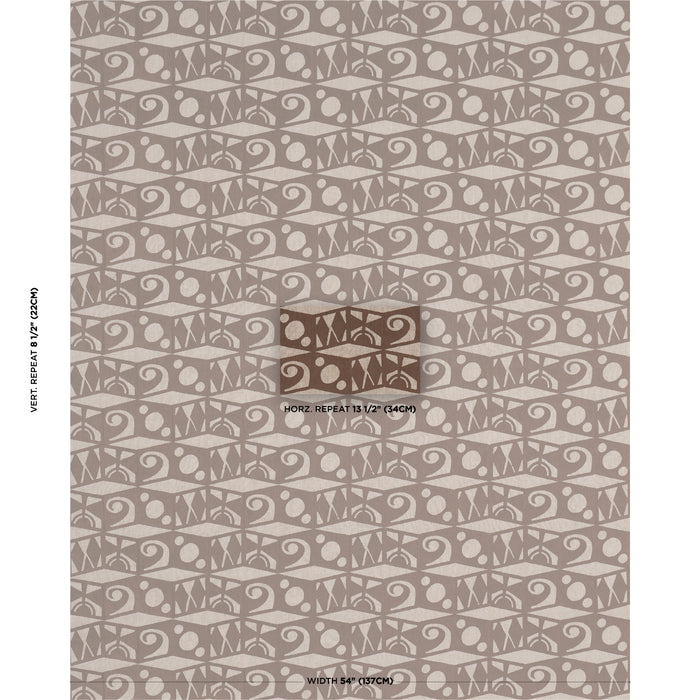 Schumacher Tarot Hand Block Brown Fabric Sample 182760