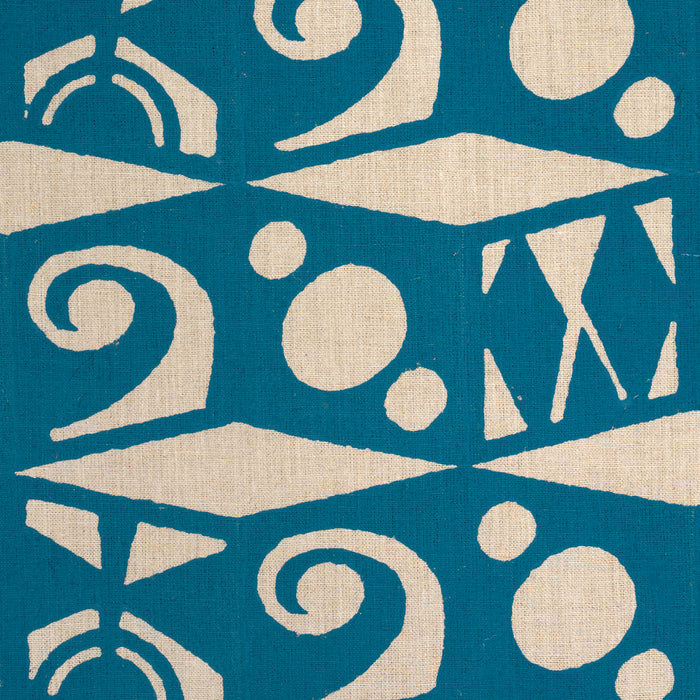 Schumacher Tarot Hand Block Mineral Blue Fabric Sample 182761