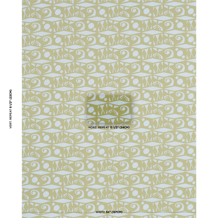 Schumacher Tarot Hand Block Sky & Green Fabric 182762