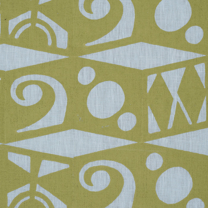 Schumacher Tarot Hand Block Sky & Green Fabric Sample 182762