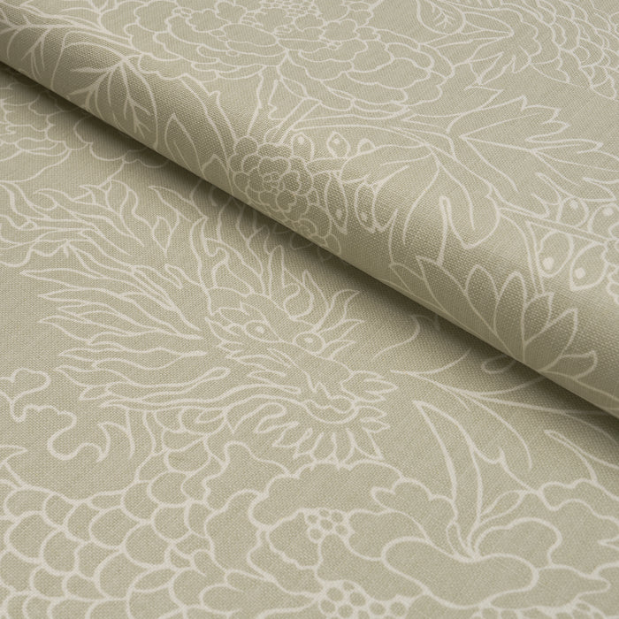 Schumacher Chiang Mai Dragon Silhouette Almond Dust Fabric 182780