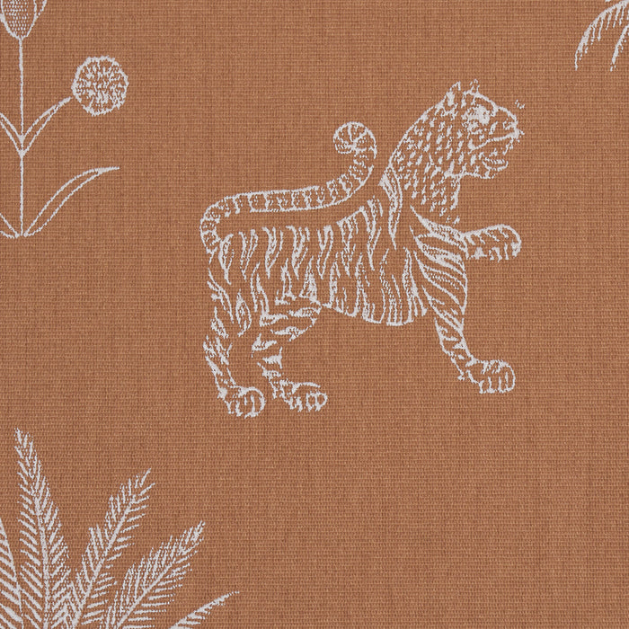 Schumacher Tiger Palm Silhouette Outdoor Mediterranean Spice Fabric 182840