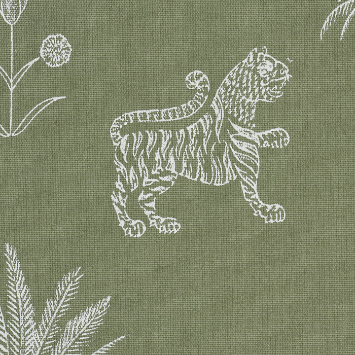 Schumacher Tiger Palm Silhouette Outdoor Sage Fabric 182841