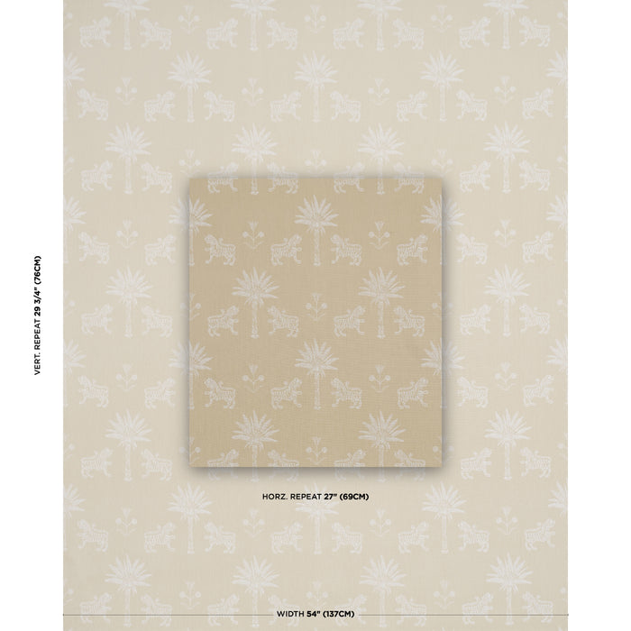 Schumacher Tiger Palm Silhouette Outdoor Mistral Sand Fabric 182842