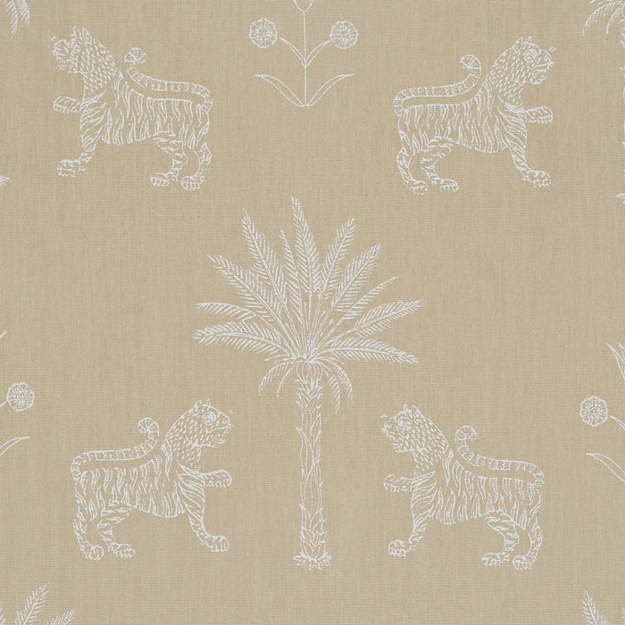 Schumacher Tiger Palm Silhouette Outdoor Mistral Sand Fabric 182842