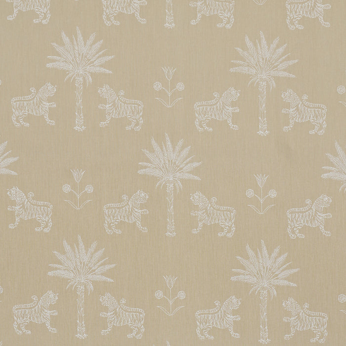Schumacher Tiger Palm Silhouette Outdoor Mistral Sand Fabric Sample 182842