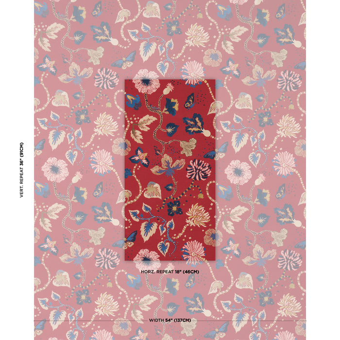 Schumacher Gloriette Red Fabric Sample 182882