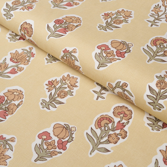 Schumacher Anessa Hand-Screen Print Yellow Fabric 182890