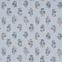 Schumacher Anessa Hand-Screen Print Blue Fabric 182892