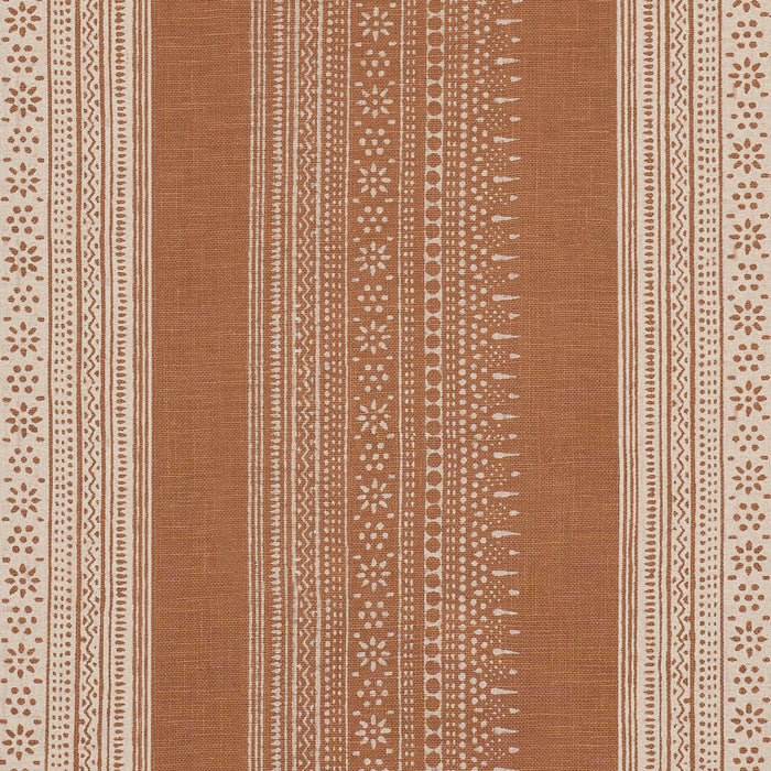 Schumacher Calista Block-Print Spice Fabric Sample 182900