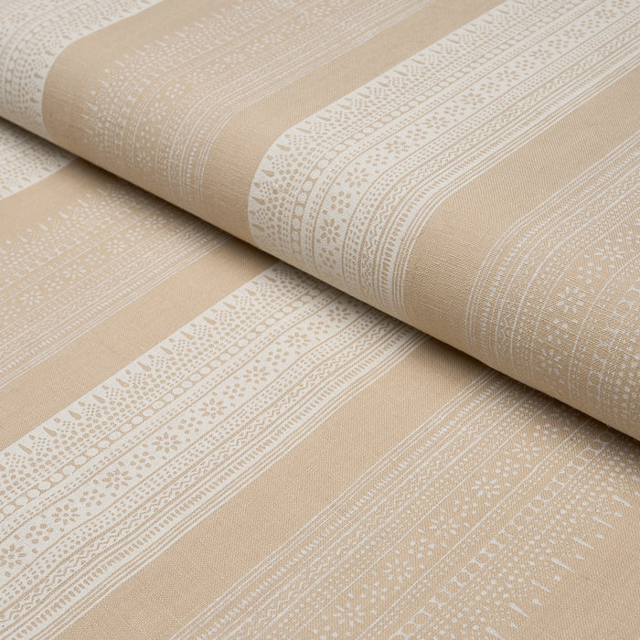 Schumacher Calista Block-Print Natural Fabric Sample 182901