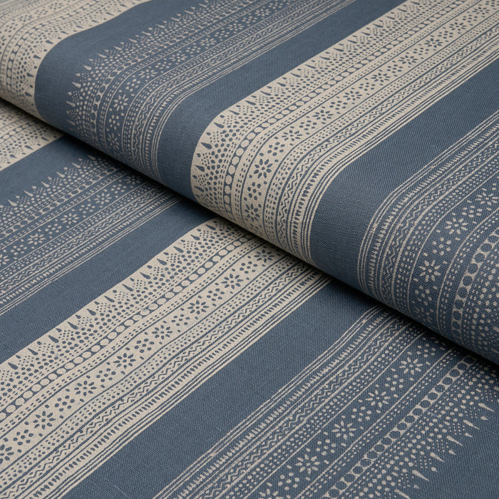 Schumacher Calista Block-Print Indigo Fabric Sample 182902
