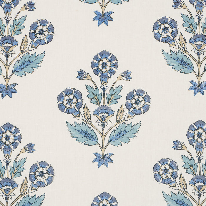 Schumacher Dalila Hand-Screen Print Blue Fabric 182910