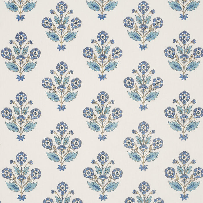 Schumacher Dalila Hand-Screen Print Blue Fabric Sample 182910