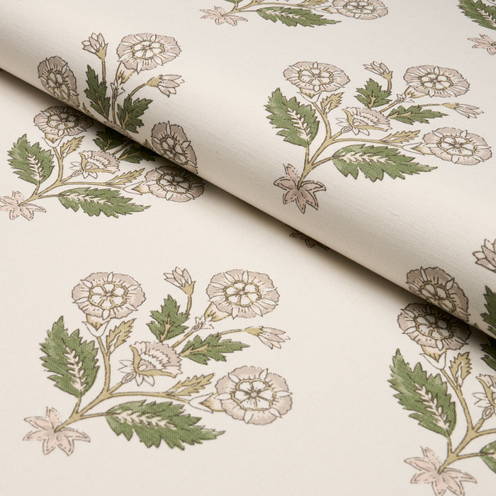 Schumacher Dalila Hand-Screen Print Green Fabric Sample 182911