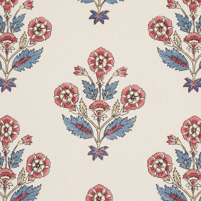 Schumacher Dalila Hand-Screen Print Red & Blue Fabric Sample 182912