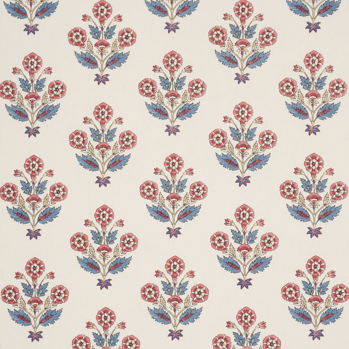 Schumacher Dalila Hand-Screen Print Red & Blue Fabric 182912