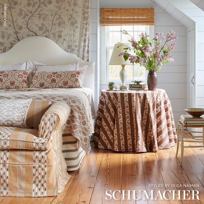 Schumacher Priya Warp Print Bordeaux Fabric 182920