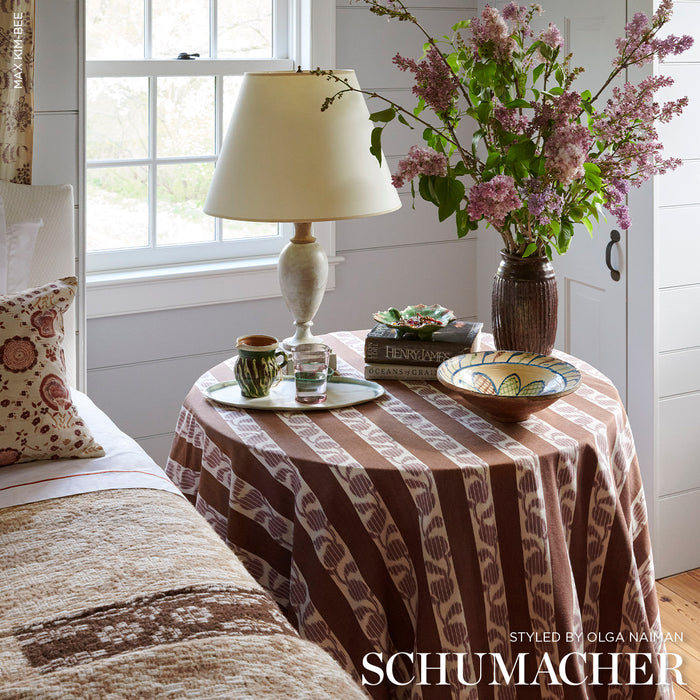 Schumacher Priya Warp Print Bordeaux Fabric 182920