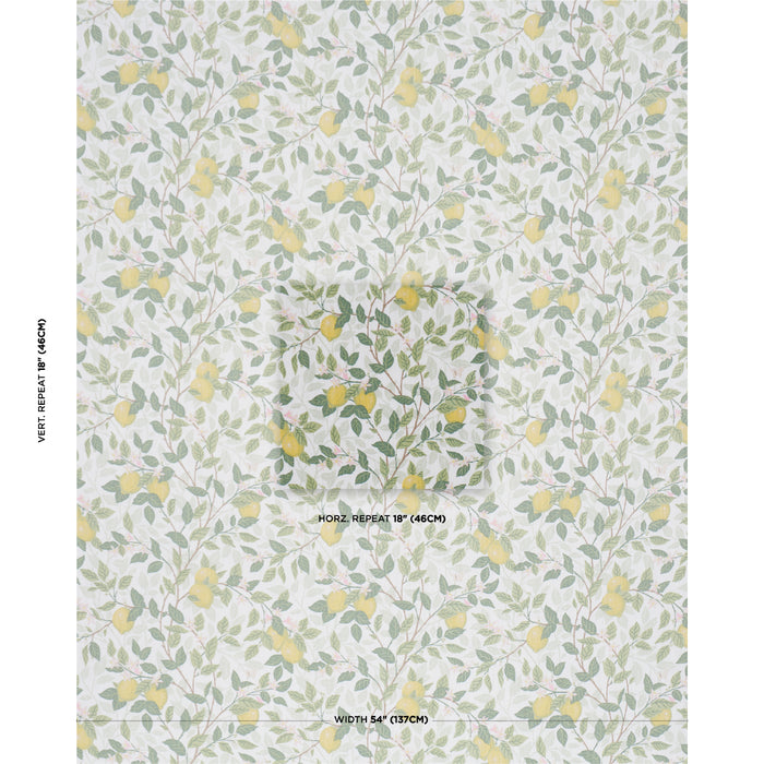 Schumacher Citrontrad Ivory And Leaf Fabric 182950