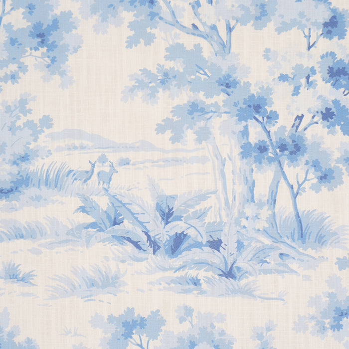 Schumacher Countryside Morning Blue And White Fabric 182962