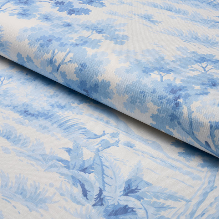 Schumacher Countryside Morning Blue And White Fabric 182962