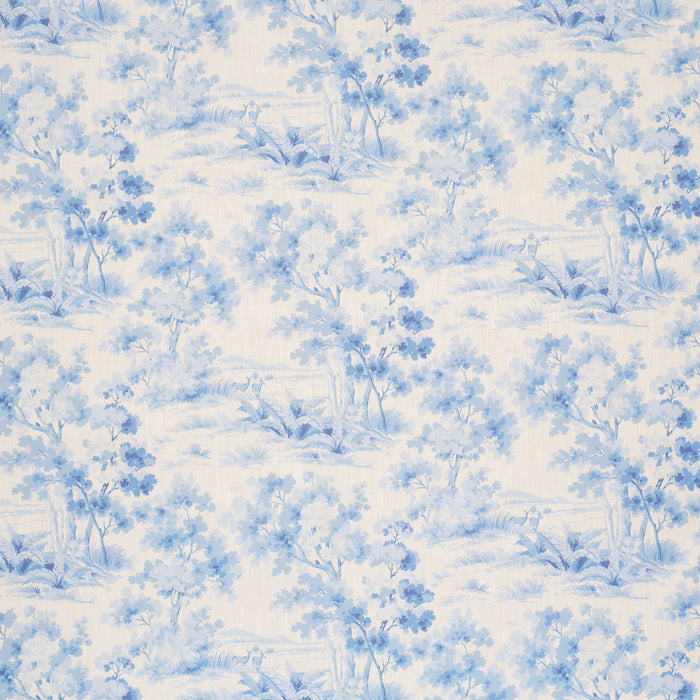 Schumacher Countryside Morning Blue And White Fabric Sample 182962