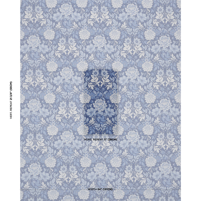 Schumacher Dahlia Garden Blue And White Fabric 182972