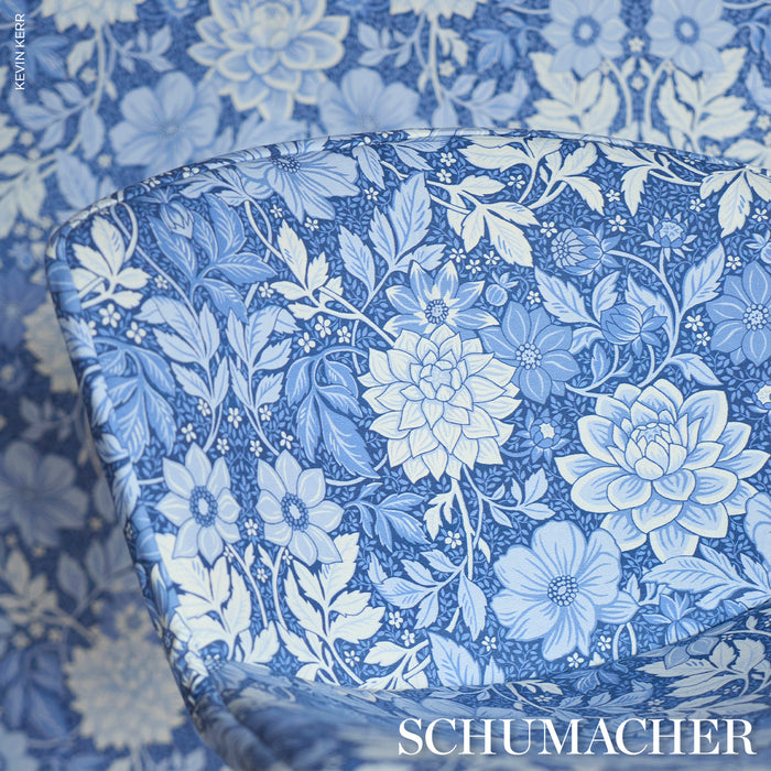 Schumacher Dahlia Garden Blue And White Fabric 182972