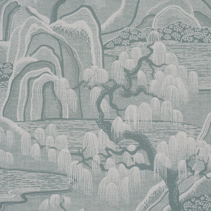 Schumacher Indigo Garden Mineral Fabric Sample 183010