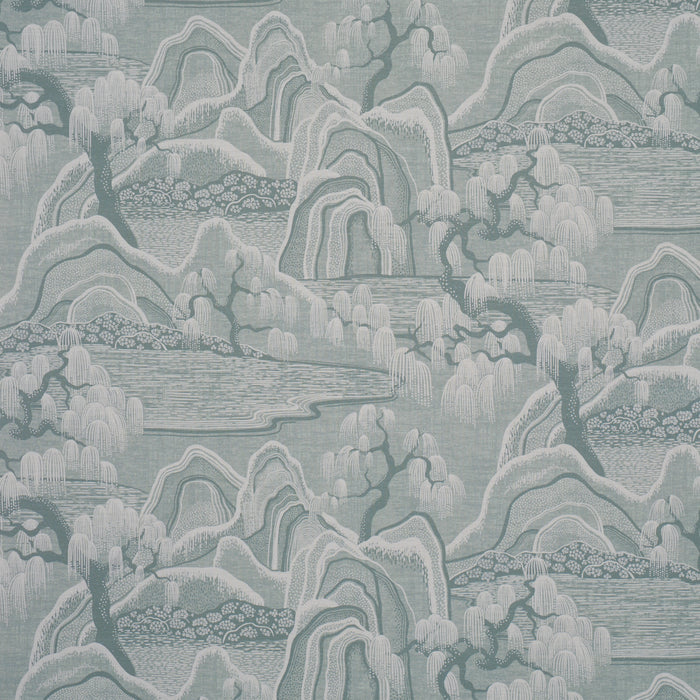 Schumacher Indigo Garden Mineral Fabric Sample 183010