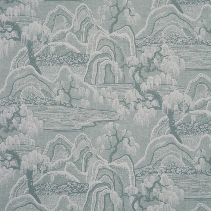 Schumacher Indigo Garden Mineral Fabric Sample 183010